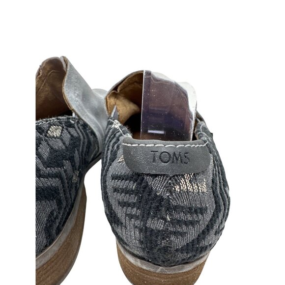 Toms Shaye  Womens Gray Suede & Black Patterned Slip-On Booties Low Heel Size 9W - Picture 4 of 12